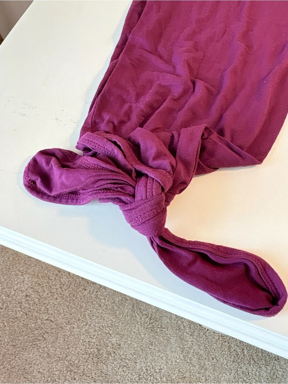 Baby Noah 3-6M Modal tie knot gown in Berry Pink